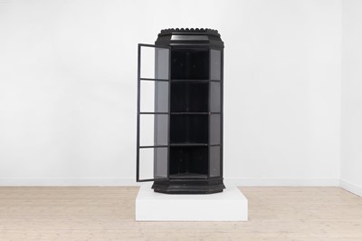 Lot 9 - An Aesthetic Period ebonised and glazed wooden corner cabinet