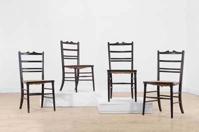 Lot 352 - A set of four ebonised beech side chairs