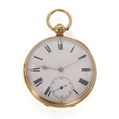 Lot 283 - An 18ct gold key wind open faced pocket watch