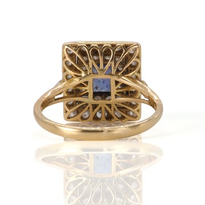 Lot 27 - An Art Deco style sapphire and diamond set square ring