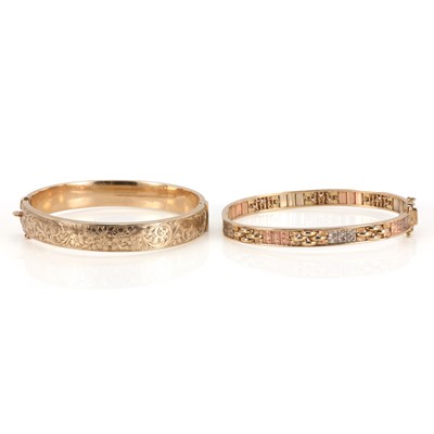 Lot 180 - Two gold hinged bangles