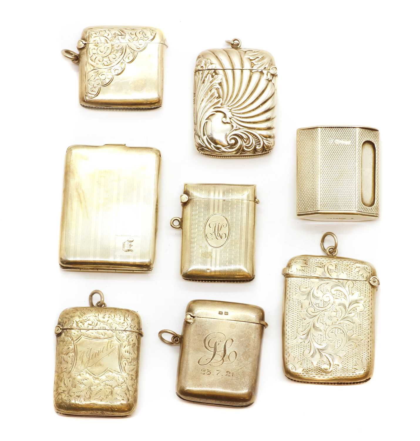 Lot 23 - A group of eight silver vesta cases