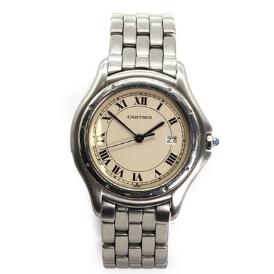 Lot 1510 - A stainless steel Cartier Cougar quartz bracelet watch