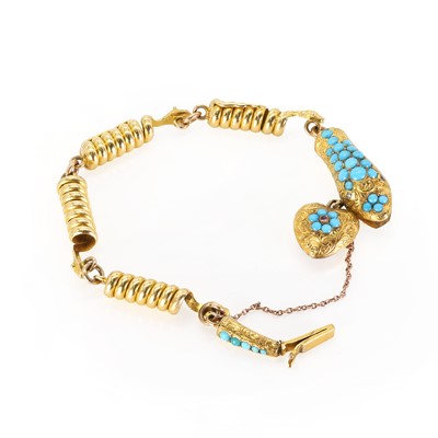 Lot 9 - A Victorian gold and turquoise snake bracelet