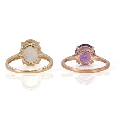 Lot 156 - Two 9ct gold coloured gemstone rings with diamond accents