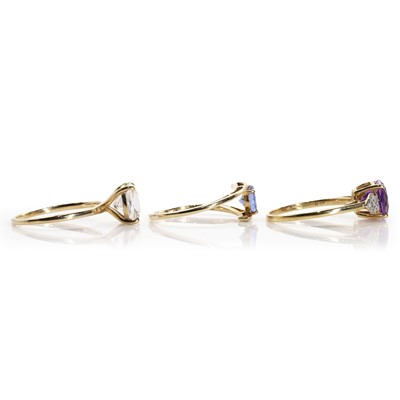 Lot 90 - A 9ct white gold fracture filled ruby ring and a group gemstone rings