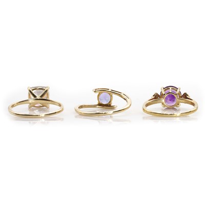 Lot 90 - A 9ct white gold fracture filled ruby ring and a group gemstone rings