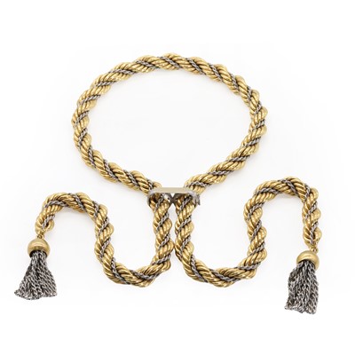 Lot 106 - An 18ct gold rope twist sautoir necklace