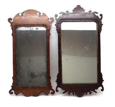 Lot 281 - Two Georgian mahogany and walnut wall mirrors