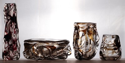 Lot 101 - A collection of four Whitefriars glass Kobbly range vases