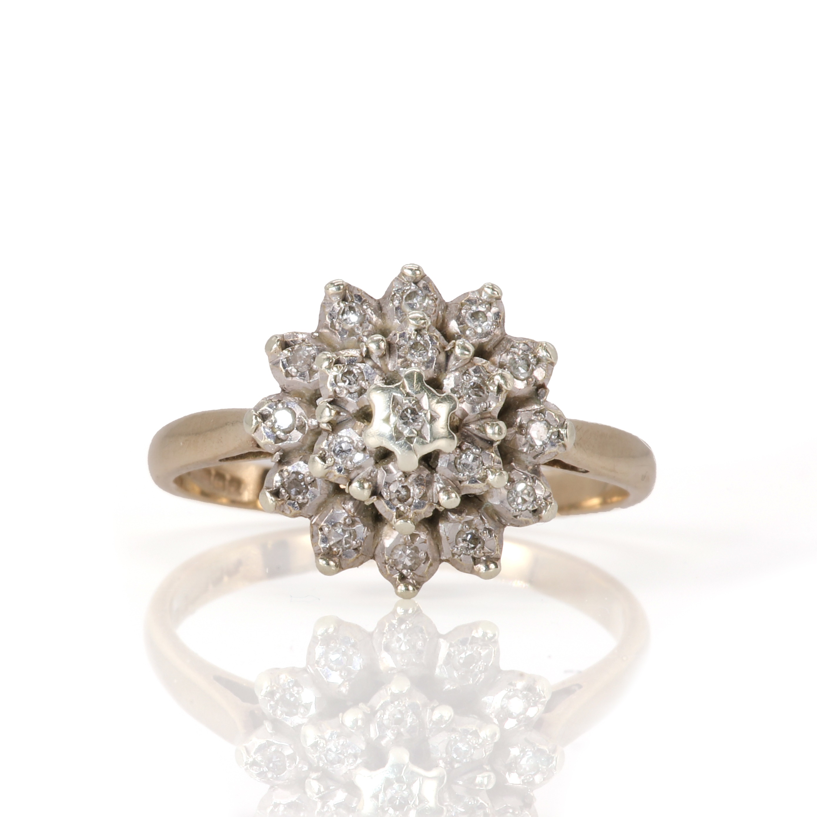 Diamond Cluster Lot 39 - A 9ct gold small diamond cluster ring,