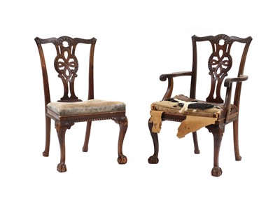 Lot 38 - A set of fifteen George II style dining chairs