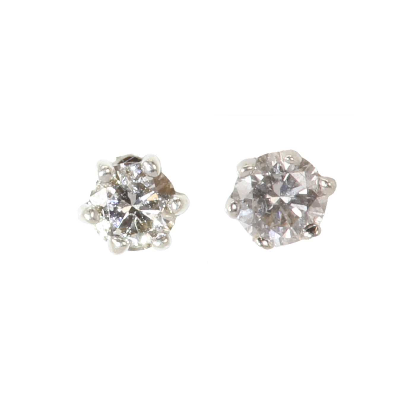 Lot 63 - A pair of 9ct gold diamond stud earrings,