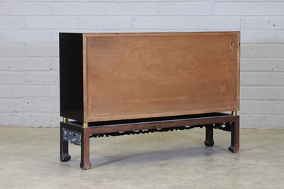 Lot 71 - A chinoiserie ebonised and lacquered sideboard