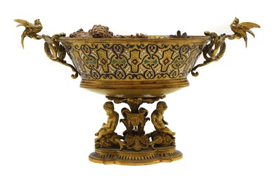 Lot 195 - A gilt-metal and champlevé comport