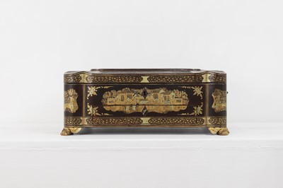 Lot 419 - A black lacquered and parcel-gilt workbox
