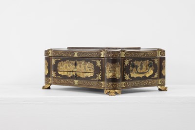 Lot 419 - A black lacquered and parcel-gilt workbox