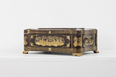 Lot 419 - A black lacquered and parcel-gilt workbox