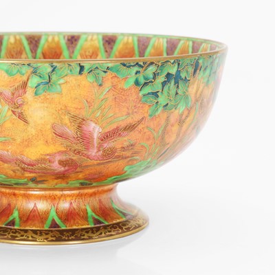 Lot 4 - A Wedgwood 'Argus Pheasant', Fairyland lustre pedestal bowl