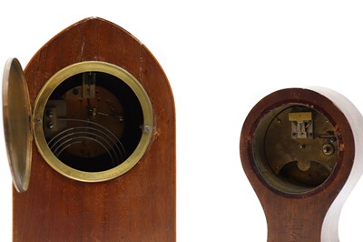 Lot 107 - Two Edwardian mahogany inlaid mantle clocks