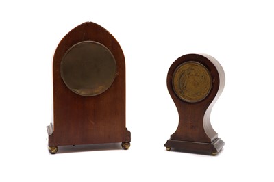 Lot 107 - Two Edwardian mahogany inlaid mantle clocks