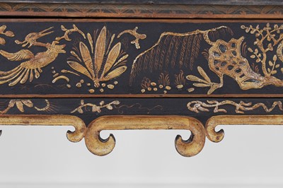 Lot 13 - A black lacquer and gilt-japanned chest on stand