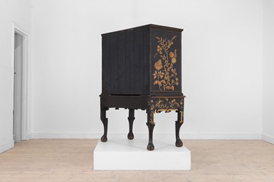 Lot 13 - A black lacquer and gilt-japanned chest on stand