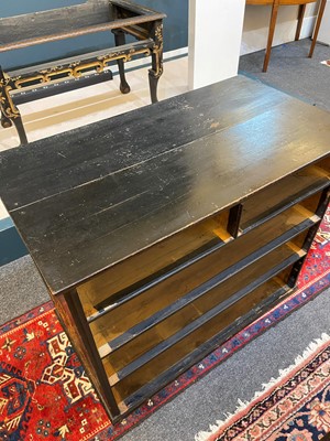 Lot 13 - A black lacquer and gilt-japanned chest on stand