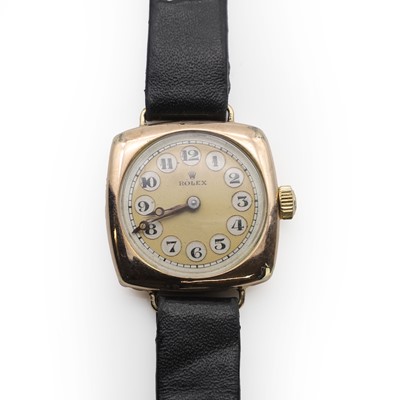 Lot 337 - A ladies' 9ct gold Rolex mechanical strap watch, c.1920