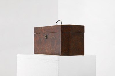 Lot 474 - A George III yew wood tea caddy