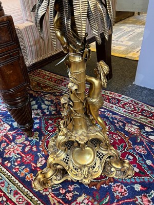 Lot 57 - A Victorian ormolu candlestick table lamp by Elkington & Co.