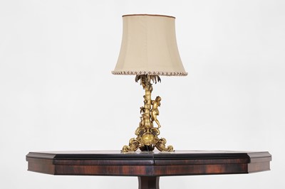 Lot 57 - A Victorian ormolu candlestick table lamp by Elkington & Co.