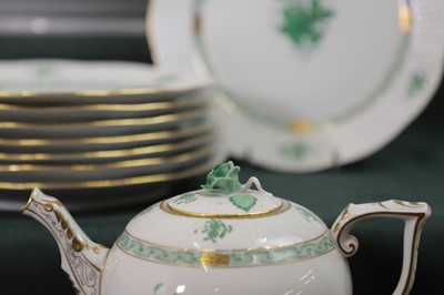 Lot 216 - A Herend 'Apponyi Green' part dinner service