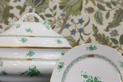Lot 216 - A Herend 'Apponyi Green' part dinner service