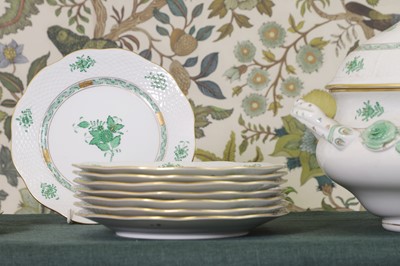 Lot 216 - A Herend 'Apponyi Green' part dinner service
