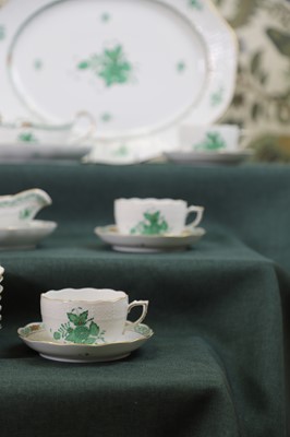 Lot 216 - A Herend 'Apponyi Green' part dinner service