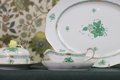 Lot 216 - A Herend 'Apponyi Green' part dinner service