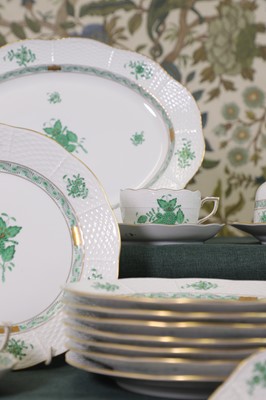Lot 216 - A Herend 'Apponyi Green' part dinner service