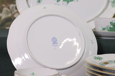 Lot 216 - A Herend 'Apponyi Green' part dinner service
