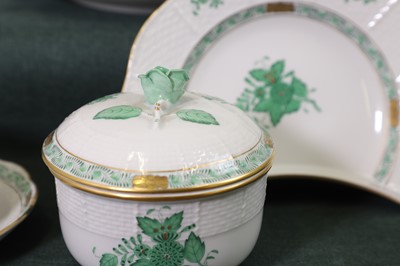 Lot 216 - A Herend 'Apponyi Green' part dinner service
