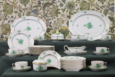 Lot 216 - A Herend 'Apponyi Green' part dinner service