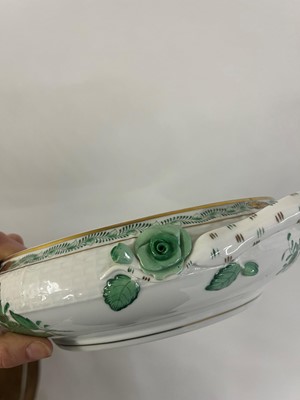 Lot 216 - A Herend 'Apponyi Green' part dinner service