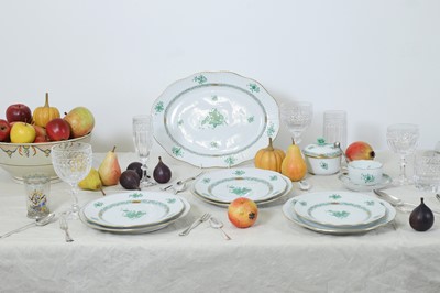 Lot 216 - A Herend 'Apponyi Green' part dinner service