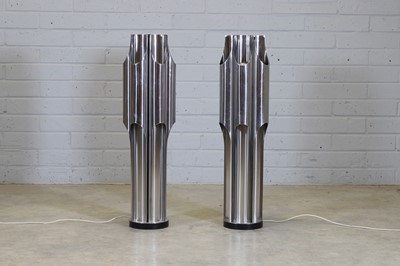 Lot 197 - A pair of polished chrome 'Orgue' uplighters