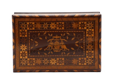 Lot 221 - A Madeira Ware marquetry sewing box