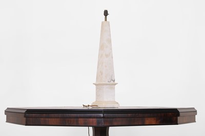 Lot 23 - An alabaster obelisk table lamp