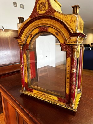 Lot 117 - A George III-style yellow, scarlet an gilt-japanned longcase clock