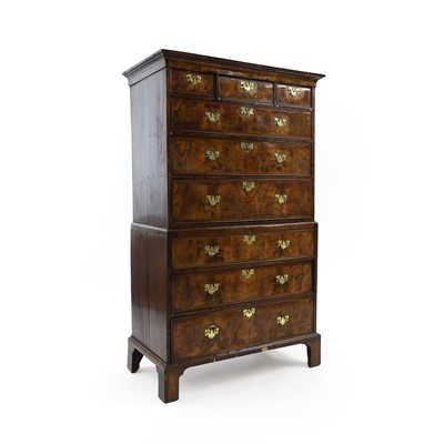 Lot 386 - A walnut chest on chest