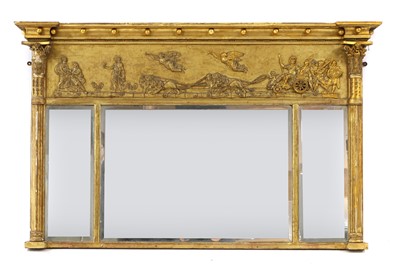 Lot 302 - A Regency-style giltwood and gesso overmantel mirror