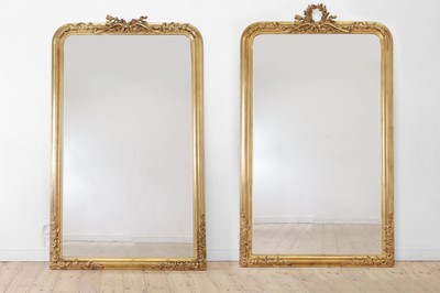 Lot 447 - A pair of Louis XVI-style gilt-lacquer mirrors